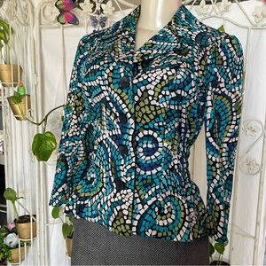 LF Mosaic Patterned Jacket in Blue and Green